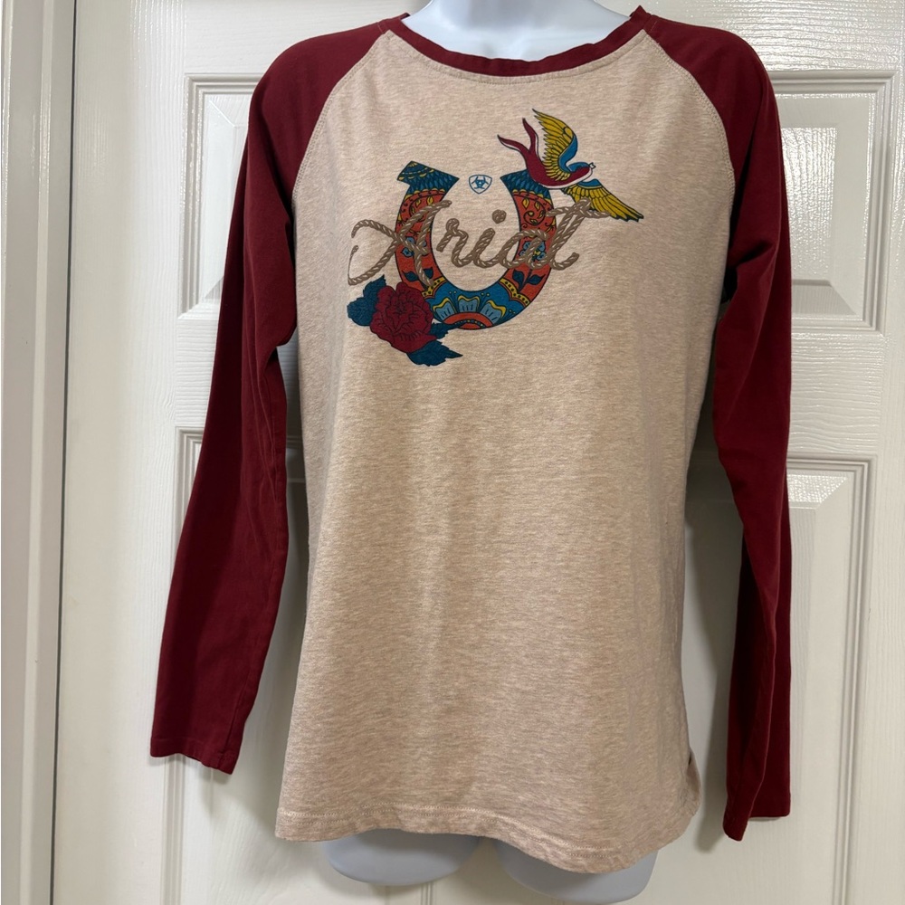 Ariat ReAL Ropey Rose long sleeve t shirt with color block sleeves